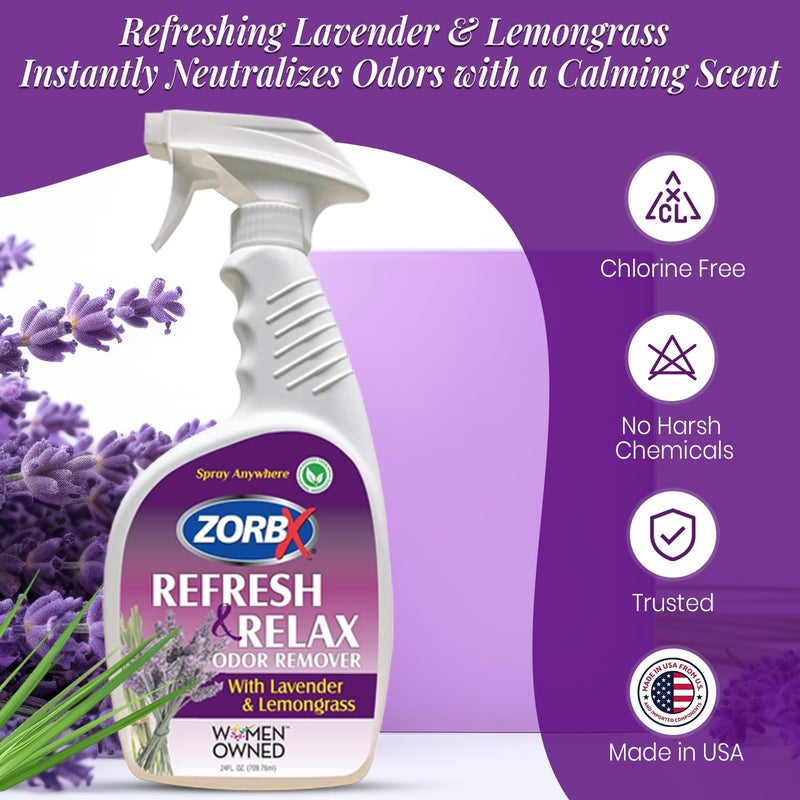 ZORBX Lavender & Lemongrass Spray  24 Oz - All-Purpose Deodorizer  Refreshes Fabric  Removes Strong Odors  Perfect for Home  Car  Gym  Laundry - Image 2